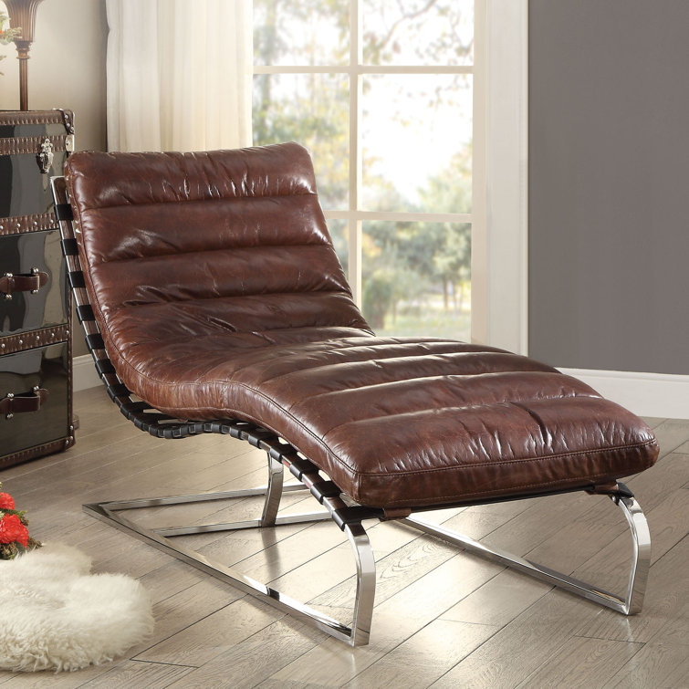 17 Stories Alexcia Genuine Leather Armless Chaise Lounge & Reviews